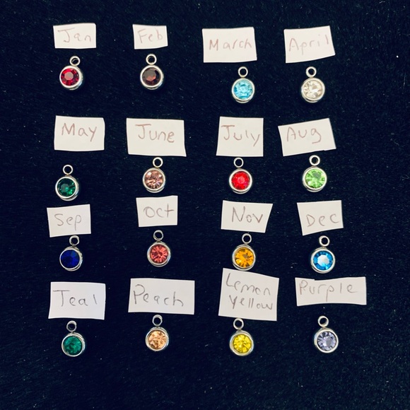 Letter Initial (cursive font) chain necklace with birthstone charm - Picture 7 of 7